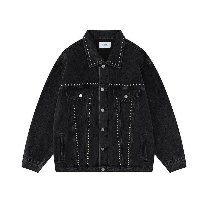 Heavy Beaded Black Denim Jacket For Women